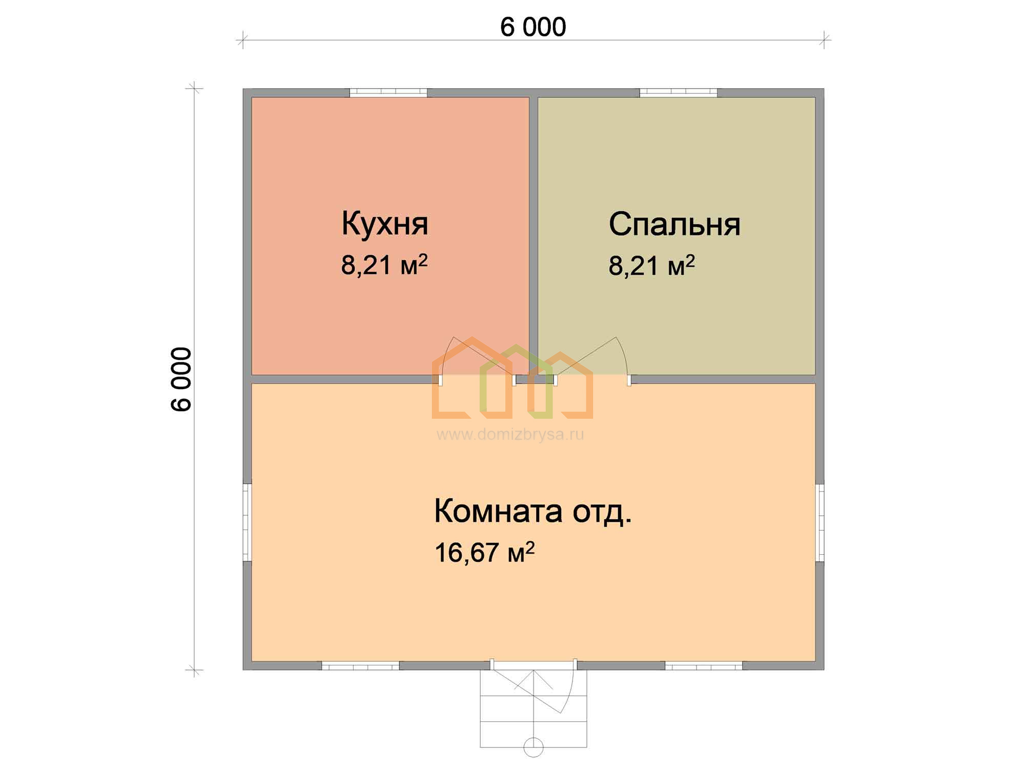 Каркасный садовый домик Вяз 6x6 Площадь: 36 м² под ключ в Ступино